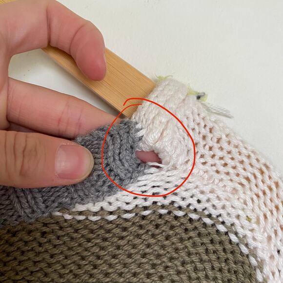 Lou & Grey Green White Striped Fringe Time Pullover Sweater Women's Small - Picture 8 of 8